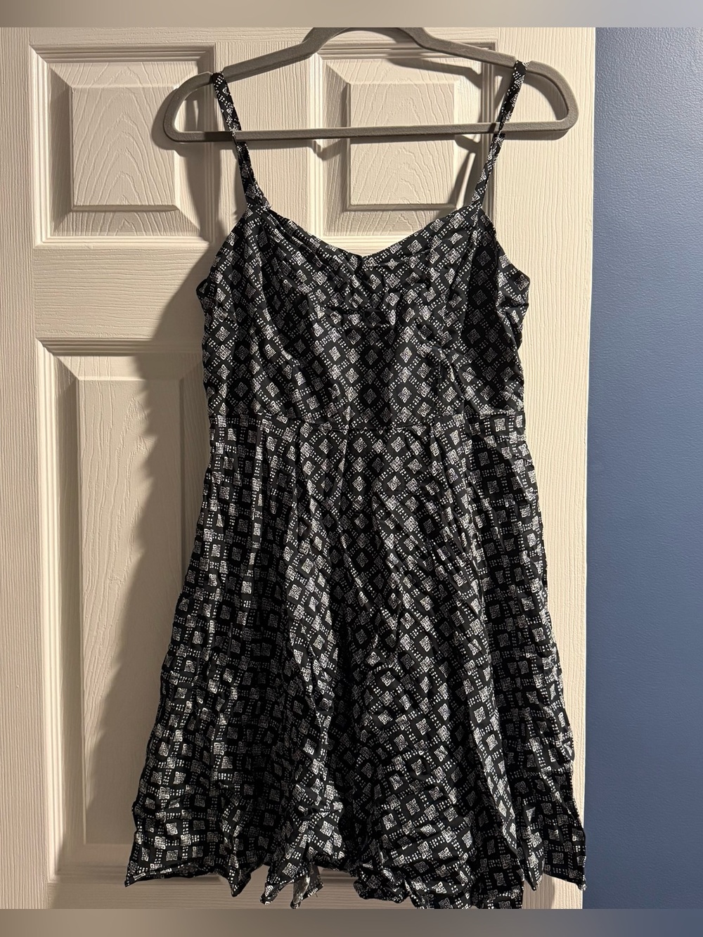 Old Navy Black and White Printed Spaghetti Strap Mini Dress